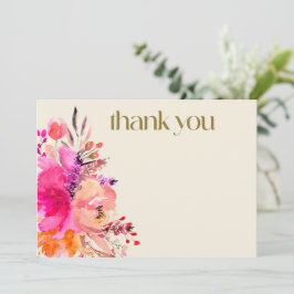 Rosa goldene Aquarellfarben Bläserfarbene Elegante Dankeskarte