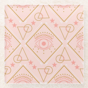 Rosa goldene Augen: Geometrisches Nahtloses Design Glasuntersetzer