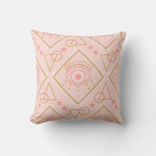 Rosa goldene Augen: Geometrisches Nahtloses Design Kissen