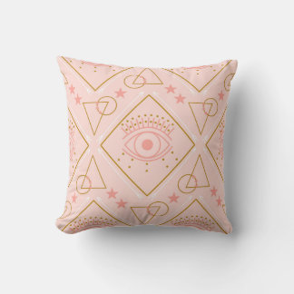 Rosa goldene Augen: Geometrisches Nahtloses Design Kissen