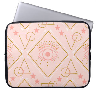 Rosa goldene Augen: Geometrisches Nahtloses Design Laptopschutzhülle
