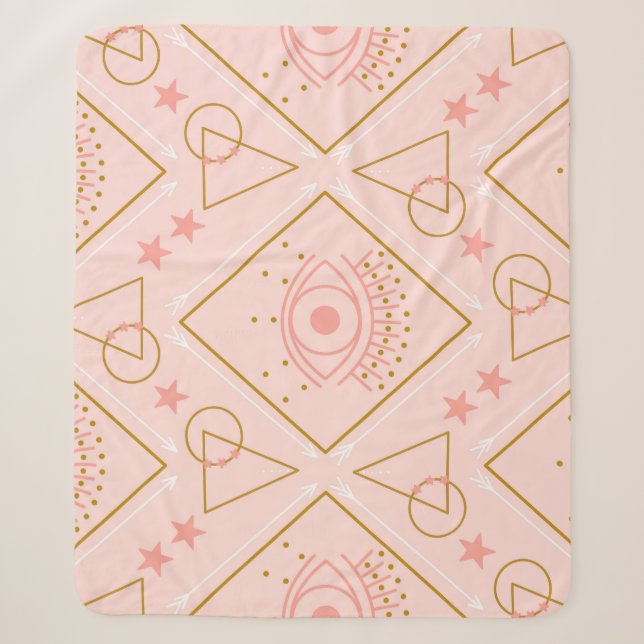 Rosa goldene Augen: Geometrisches Nahtloses Design Sherpadecke (Vorderseite)