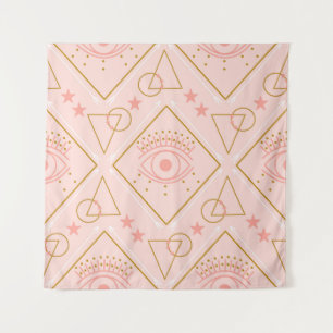 Rosa goldene Augen: Geometrisches Nahtloses Design Wandteppich