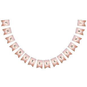 Rosa goldene Blätter Blumenbräunungsflagge Wimpelkette