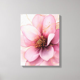 Rosa goldene Blume elegante Dekoration Leinwanddruck