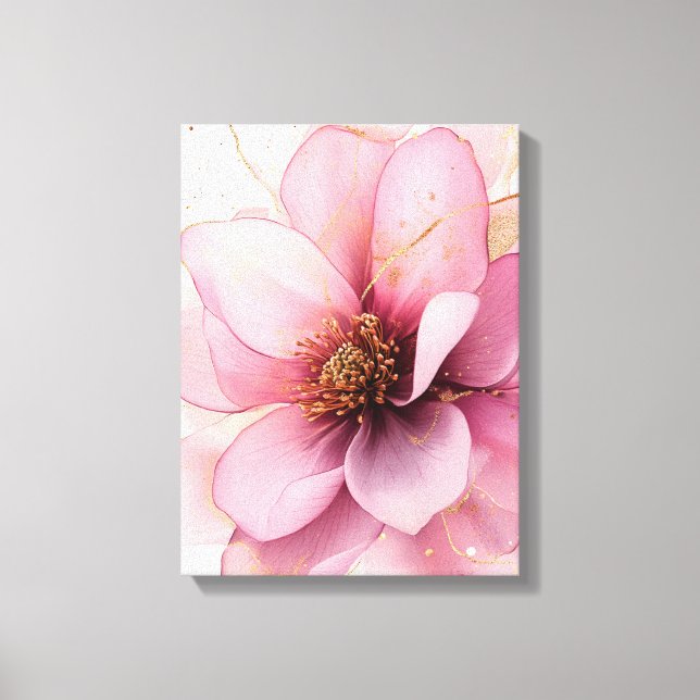 Rosa goldene Blume elegante Dekoration Leinwanddruck (Vorderseite)