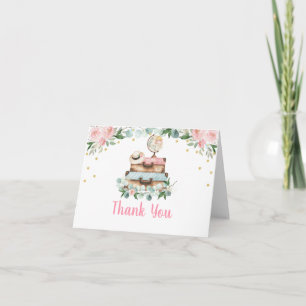 Rosa Goldene Blumige Reise-Hochzeitsdusche Dankeskarte
