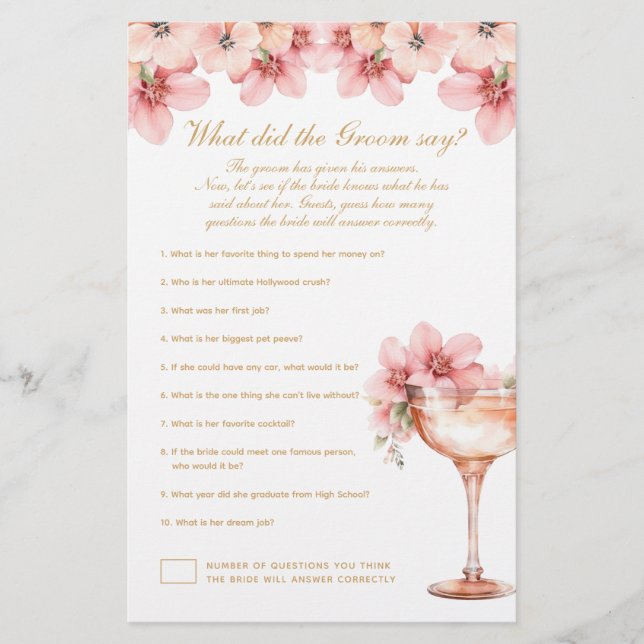 Rosa goldene Blüte Was hat der Groom gesagt? Flyer (Vorne)