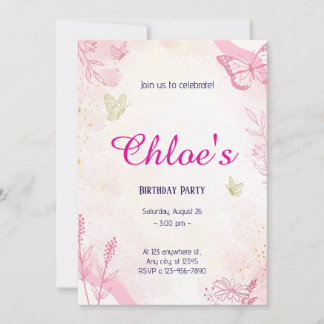 Rosa goldene Farbe Einladung