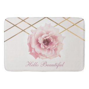 Rosa & Goldene Florale Pfingstrose Blumen Glamourö Badematte