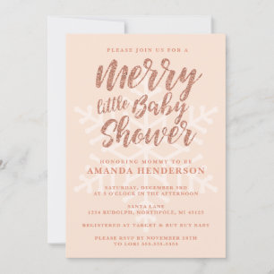 Rosa Goldene Fröhliche Kleine Baby Shower Einladun Einladung