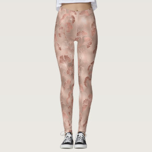 Rosa-goldene Ginkgoblätter Elegant Botanisch Leggings