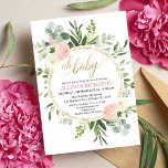 Rosa goldene grüne, elegante Mädchendusche Einladung<br><div class="desc">For more advanced customization of this design,  simply select the "Customize It" button above!</div>