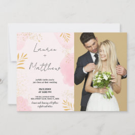 Rosa Goldene Hochzeit Einladungen mit Foto