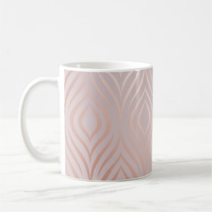 Rosa goldene Pfauenfedern, vintage Kaffeetasse