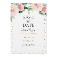 Rosa-goldene Pfingstrosen-Hochzeit Save the Date