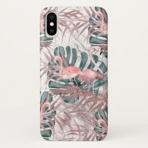 Rosa Goldene Tropische Flamingos Blätter & Marmor Case-Mate iPhone Hülle