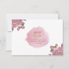 Rosa goldene Wasserfarben Blumen Moderne Hochzeit RSVP Karte