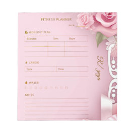 Rosa goldener Pastell-Aquarell-Fitness-Planer Notizblock