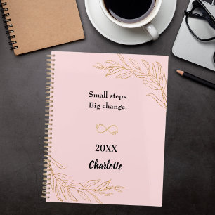 Rosa goldenes Blattwerk Motivationszitat 2027 Planer
