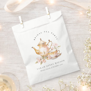 Rosa Goldenes Blumen-Teeservice Braut-Shower-Teepa Geschenktütchen