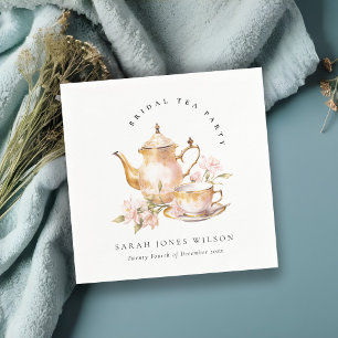 Rosa Goldenes Blumen-Teeservice Braut-Shower-Teepa Serviette