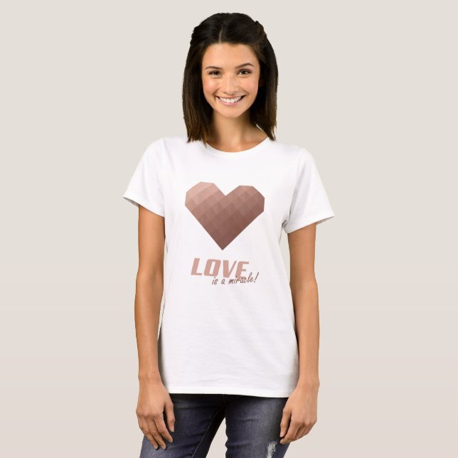 rosa goldenes Herz Metallic Geometric Design T-Shirt (Vorne ganz)