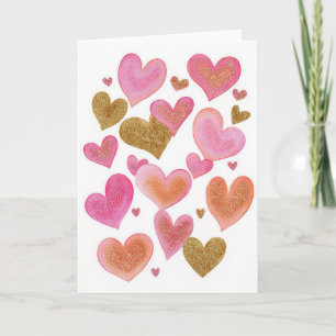 Rosa goldenes Herzdesign Valentinstagskarte Karte
