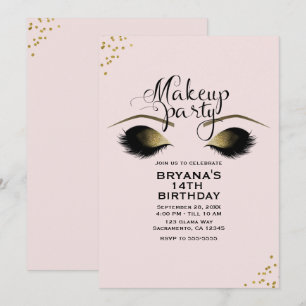 Rosa Goldenes Make-up Wimpern Party Event Einladung