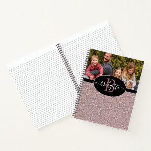 Rosa goldenes Paisley und schwarzes personalisiert Notizbuch