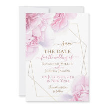 Rosa goldfarbene Blütenperle Save the Date