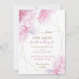 Rosa goldfarbene Blütenperle Save the Date