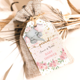 Rosa goldfarbene Elefantenmädchen Dusche Geschenkanhänger