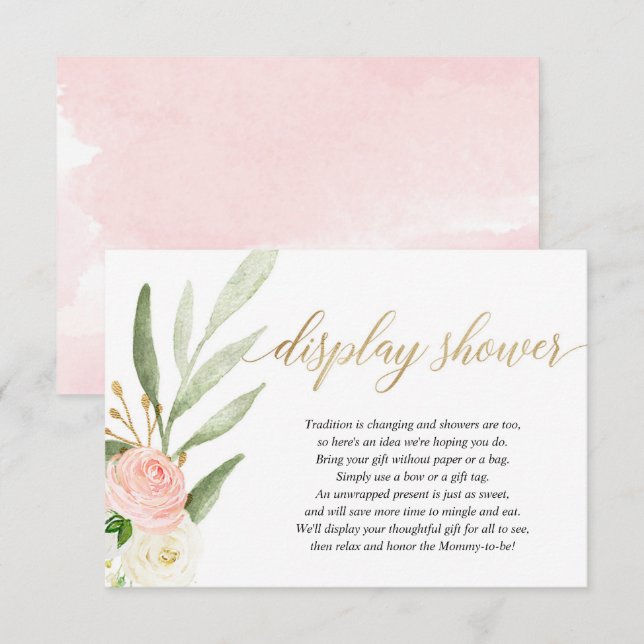 Rosa goldfarbene Grünanlage mit Dusche Mädchen Dus Begleitkarte (Vorne/Hinten)