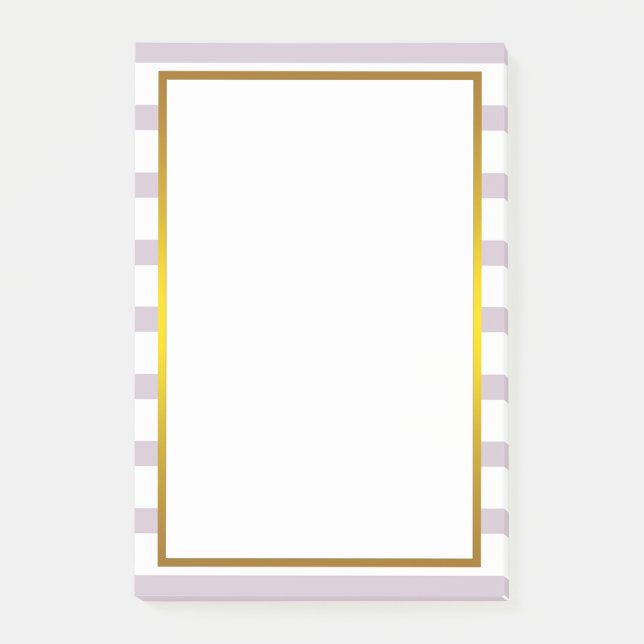 Rosa goldfarbene Streifen weiß sauber Post-it Klebezettel (Vorderseite)