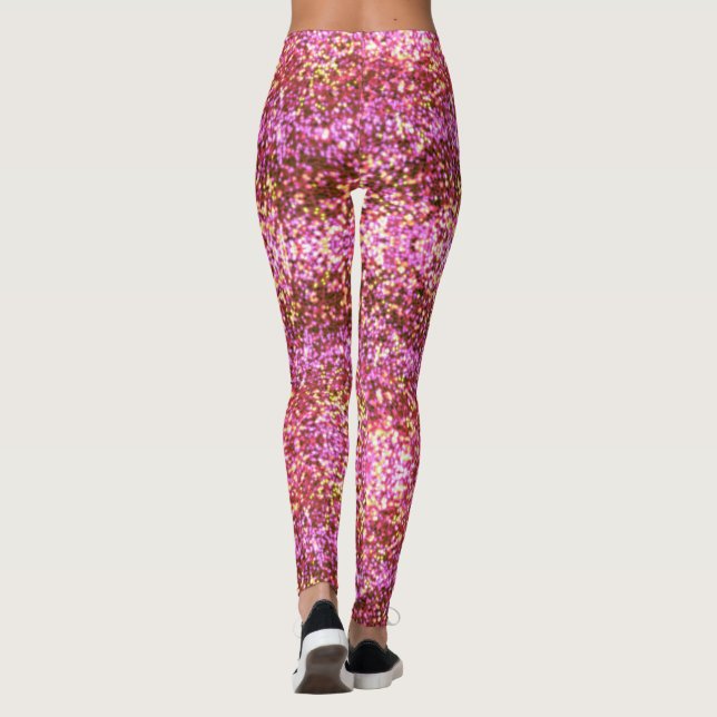 Rosa goldfarbenes glitteriges Muster Leggings (Rückseite)