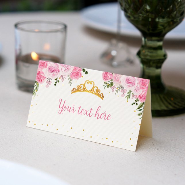 Rosa Goldflorenkronprinzessin Birthday Platzkarte (Von Creator hochgeladen)
