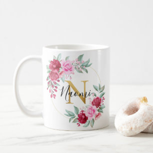 Rosa Goldflorenmonogramm Kaffeetasse