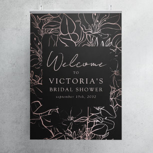Rosa Goldfolie Florales Hochzeitsdusche Willkommen Poster