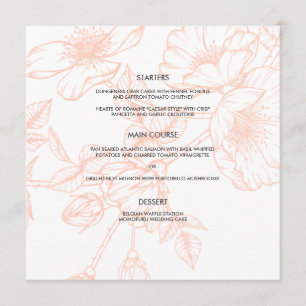 Rosa Goldfolie Florales Hochzeitsmenükarte Menükarte
