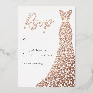 Rosa Goldfolie Kleid Braut oder Geburtstag RSVP Ka Folieneinladung