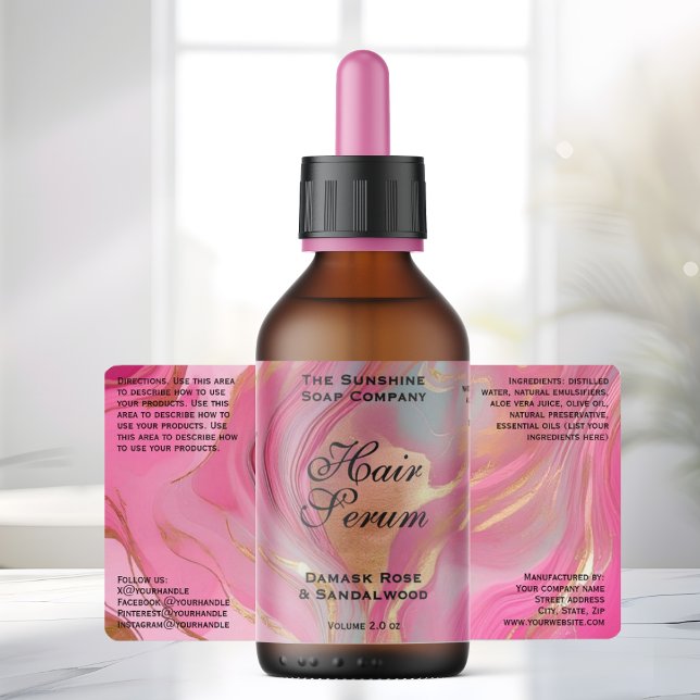 Rosa Goldfolie Kosmetik- oder Tropfflaschenetikett (Von Creator hochgeladen)