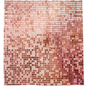 Rosa, goldgelb, viereckige Mosaikfliesen für Texti Duschvorhang
