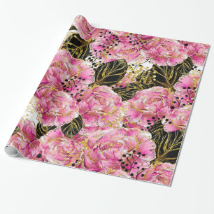 Rosa Goldgelbe Geschenkpapier