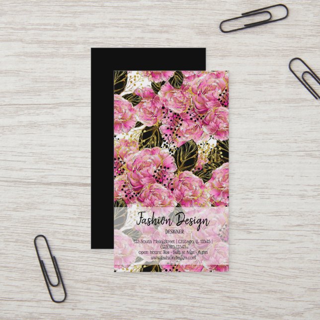 Rosa Goldgelbe Visitenkarte (Vorderseite/Rückseite Beispiel)