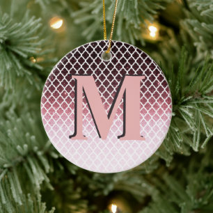Rosa Goldglitter und personalisierte Spitze Keramik Ornament