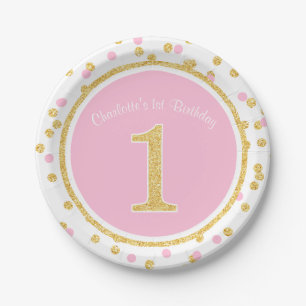 Rosa GoldImitat-Glitzerconfetti-1. Pappteller