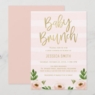 Rosa Goldkalligraphie-Rosen-Baby-Duschen-Einladung Einladung