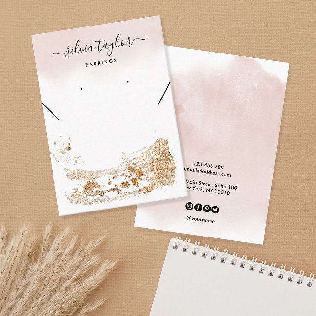 Rosa Goldkarte Earring Necklecklace Visitenkarte (Von Creator hochgeladen)