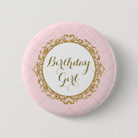 Rosa Goldkönigliche Prinzessin Birthday Girl Round